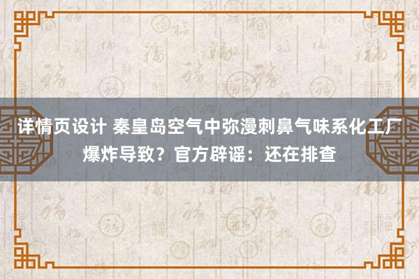 详情页设计 秦皇岛空气中弥漫刺鼻气味系化工厂爆炸导致？官方辟谣：还在排查